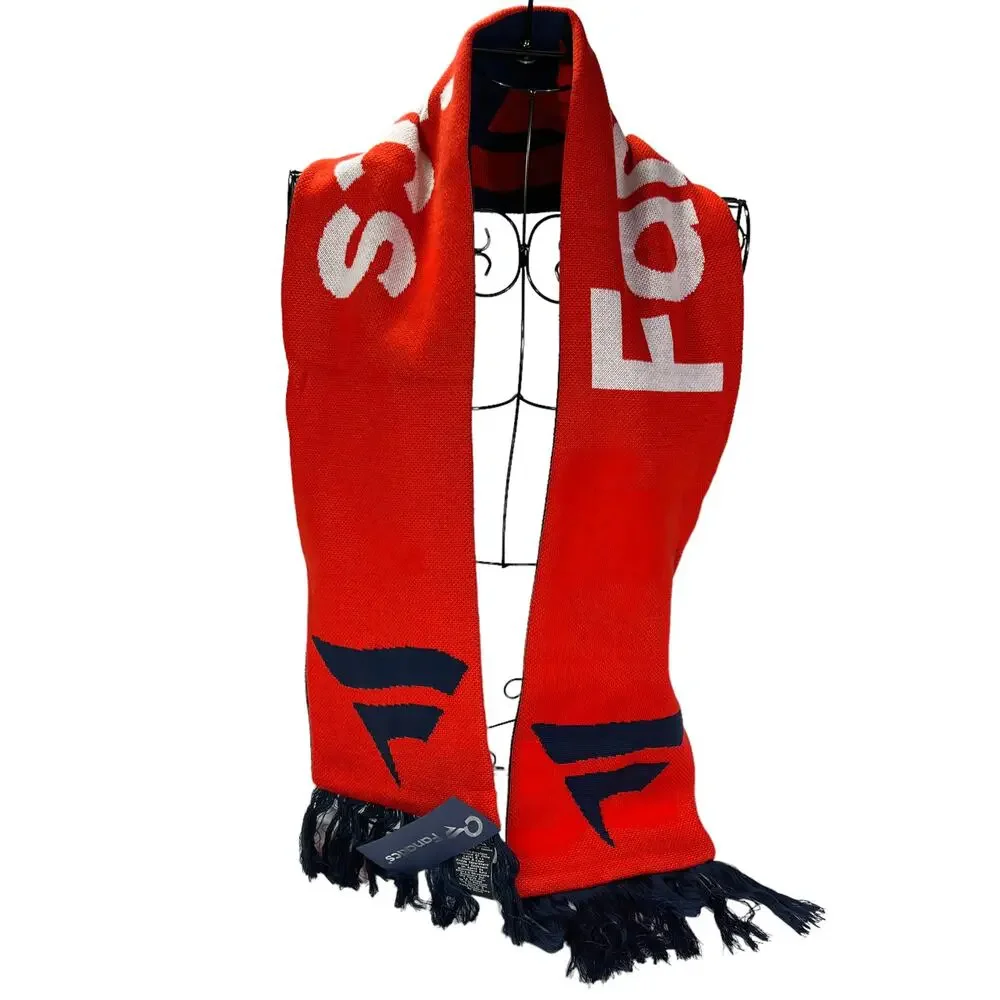 Fanatics Unisex Soft Fringed Color Block Winter Scarf Navy Blue Red 59 X 6.5